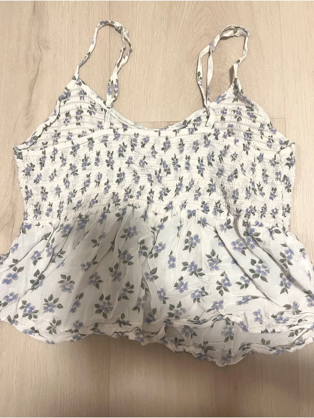American Eagle Outfitters White Camisole with Lavender Floral Print size Small